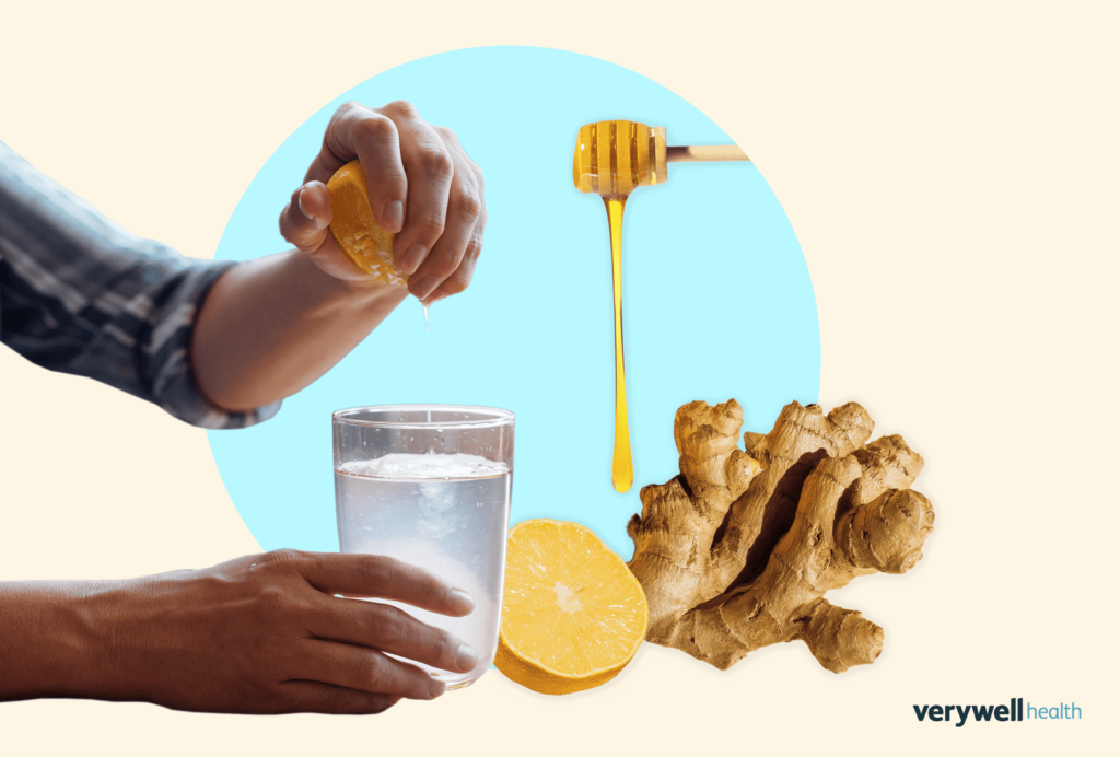 Natural Mounjaro 4-ingredient weight loss drink with lemon, honey, ginger, and warm water.